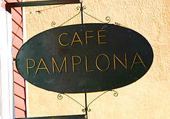 Sign at Café Pamplona in Cambridge