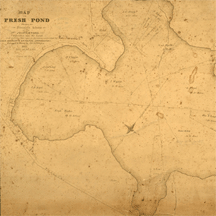 Map of the ice shares on Fresh Pond (From the CHS Collection)