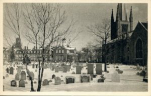 1.22 CPC - “Christ Church Graveyard in midwinter, Cambridge” ca. 1938-1941 [American Scene, New Haven, CT] Photograph: Samuel Chamberlain