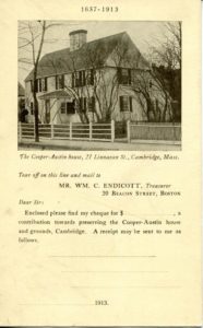1.23 CPC - “Cooper-Austin House, 21 Linnaean St., Cambridge, Mass.” 1913 [Society for the Preservation of New England Antiquities, Boston, MA]