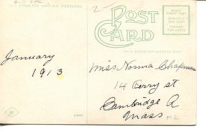 2.11 CPC - “Magazine Beach and Bath House, Cambridge, Mass.” ca.1913 [no publisher] * (back)