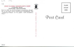 1.99 CPC - Annie Allegra Longfellow’s Home ca.1960-1980 [Yankee Colour Corporation, Southborough, MA (back)