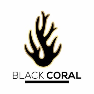 logo of Black Coral, Inc; a piece of black-colored coral with the words Black Coral underneath
