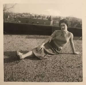 Dina Fenerlis on the roof of the apartment building on William Street in Cambridgeport circa 1960.