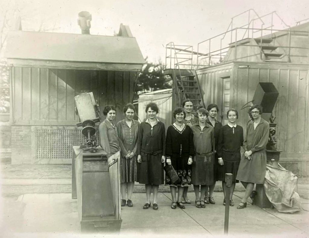 Women Astronomical Computers with observation instruments at the Harvard College Observatory in a photo estimated to be from the 1920s.