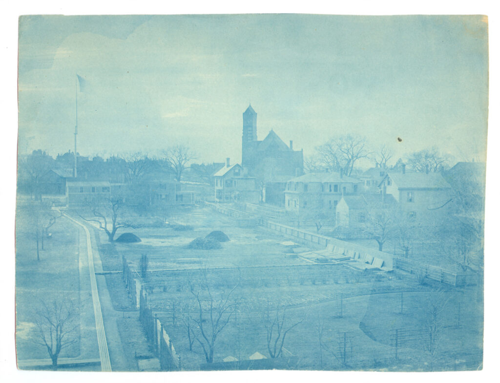 View from the house belonging to Henry Clay Rand at 1899 Mass. Ave [Massachusetts Avenue] looking toward the avenue ca. 1900