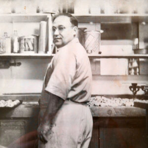 James Karon at work in his Pearl Street Bakery in the 1940s.