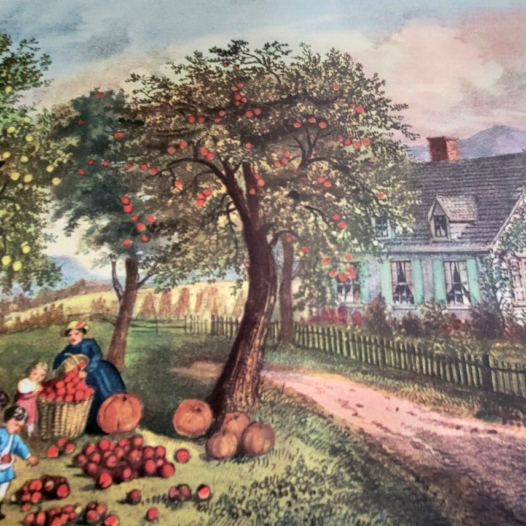 “Family Picking Apples,” Currier and Ives, 1870.