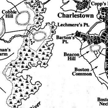 From The Boston Ca,paign: april 1775-March 1776, by Victor Brooks, 1999. Map by Paul Dangel